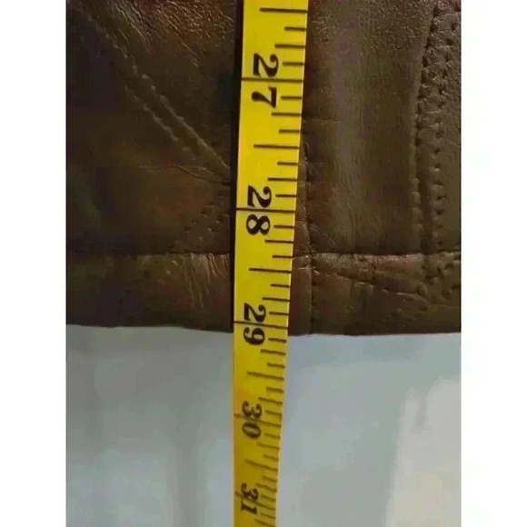 M Collection Men's Vintage Leather Jacket Brown Size XL Mid-Length Casual Y2K - Picture 4 of 8